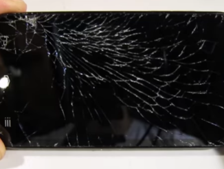 Shattered smartphone display screen.