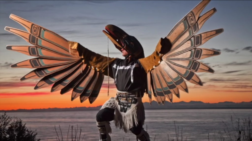 Tlingit ceremonial dancer.